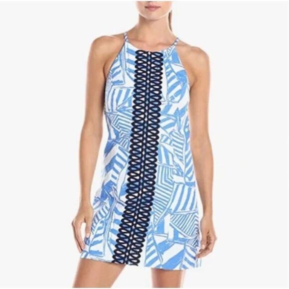 Lilly Pulitzer Dress Annabelle Shift Blue White Preppy Sailing Boats Size 6 - Picture 1 of 12